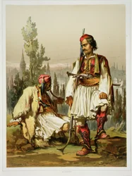 Albanezen, huurlingen in het Ottomaanse leger, uitgegeven door Lemercier, 1857